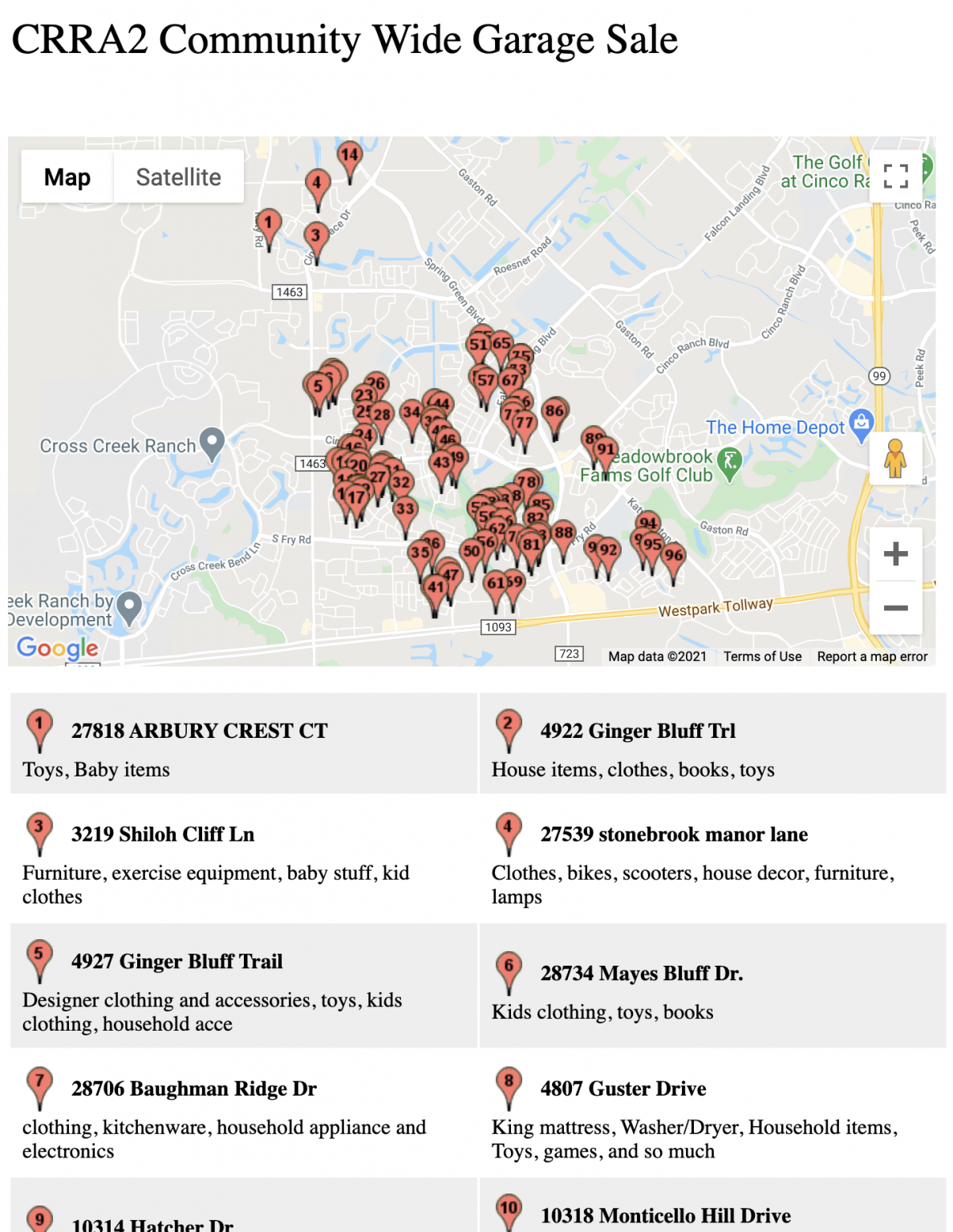 Community Sale Tools – Yard Sale Treasure Map